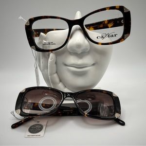 Authentic Design Sunglasses/Eyeglasses Havana Swarovski Crystals M4885 By Caviar